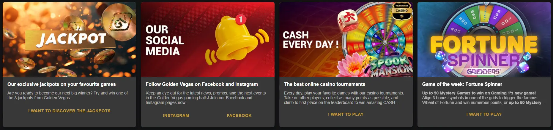 Le promozioni su GOLDENVEGAS CASINO